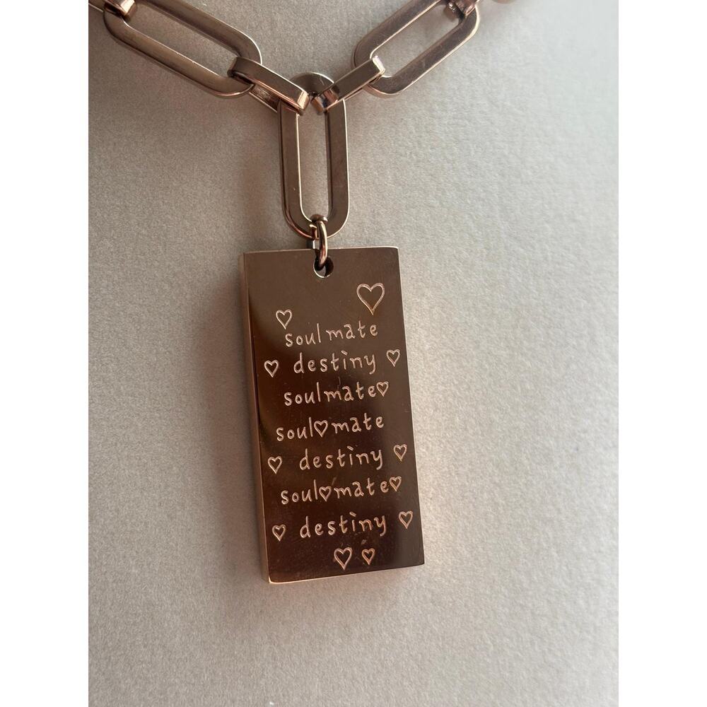 Gold Chain Necklace Statement Pendant Soulmate Destiny Charm Chunky Link - Picture 5 of 6